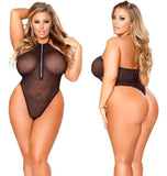 Sexy schwarzer Bodystocking in großen Größen 