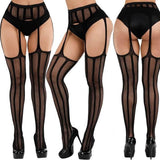 Sexy erotische plus size zwarte kousen met jarretelgordel -Luxe panty.