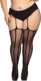 Sexy erotische plus size zwarte kousen met jarretelgordel -Luxe panty.