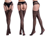 Sexy erotische plus size zwarte kousen met jarretelgordel -Luxe panty.
